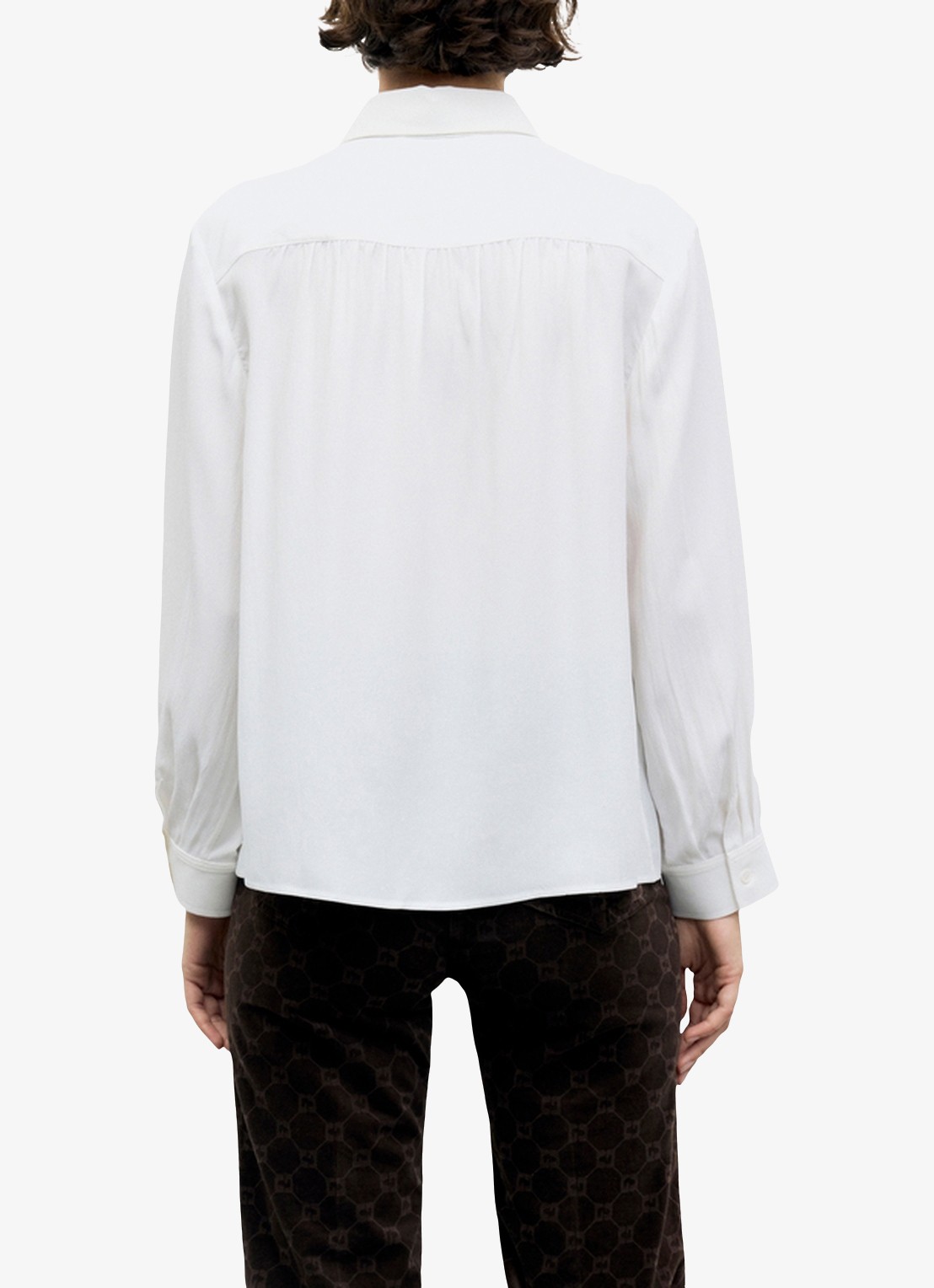 Gerard Darel Lilie blouse in zijdeblend met plooien - achterkant 4 creme