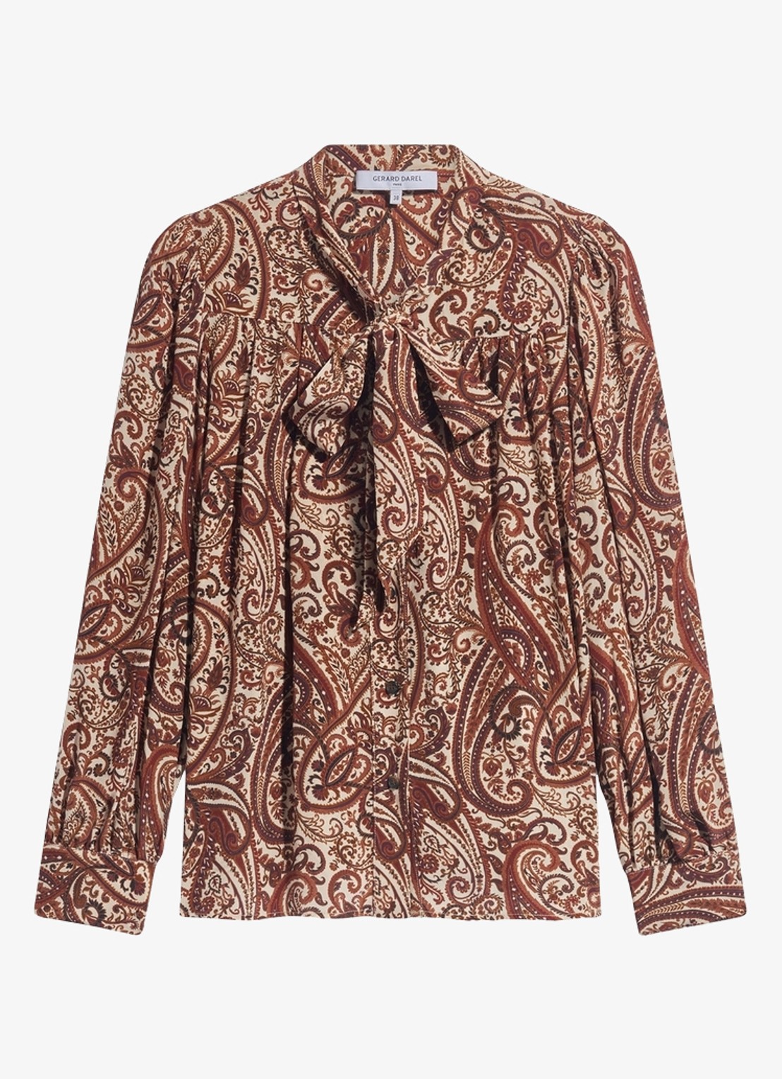 Gerard Darel Lisie blouse met sjaalkraag - voorkant 2 bruin