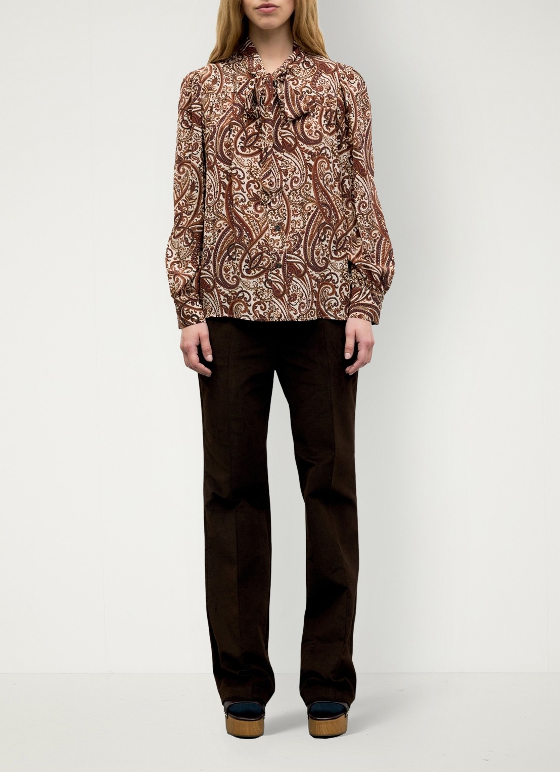 Gerard Darel Lisie blouse met sjaalkraag - voorkant 3 bruin