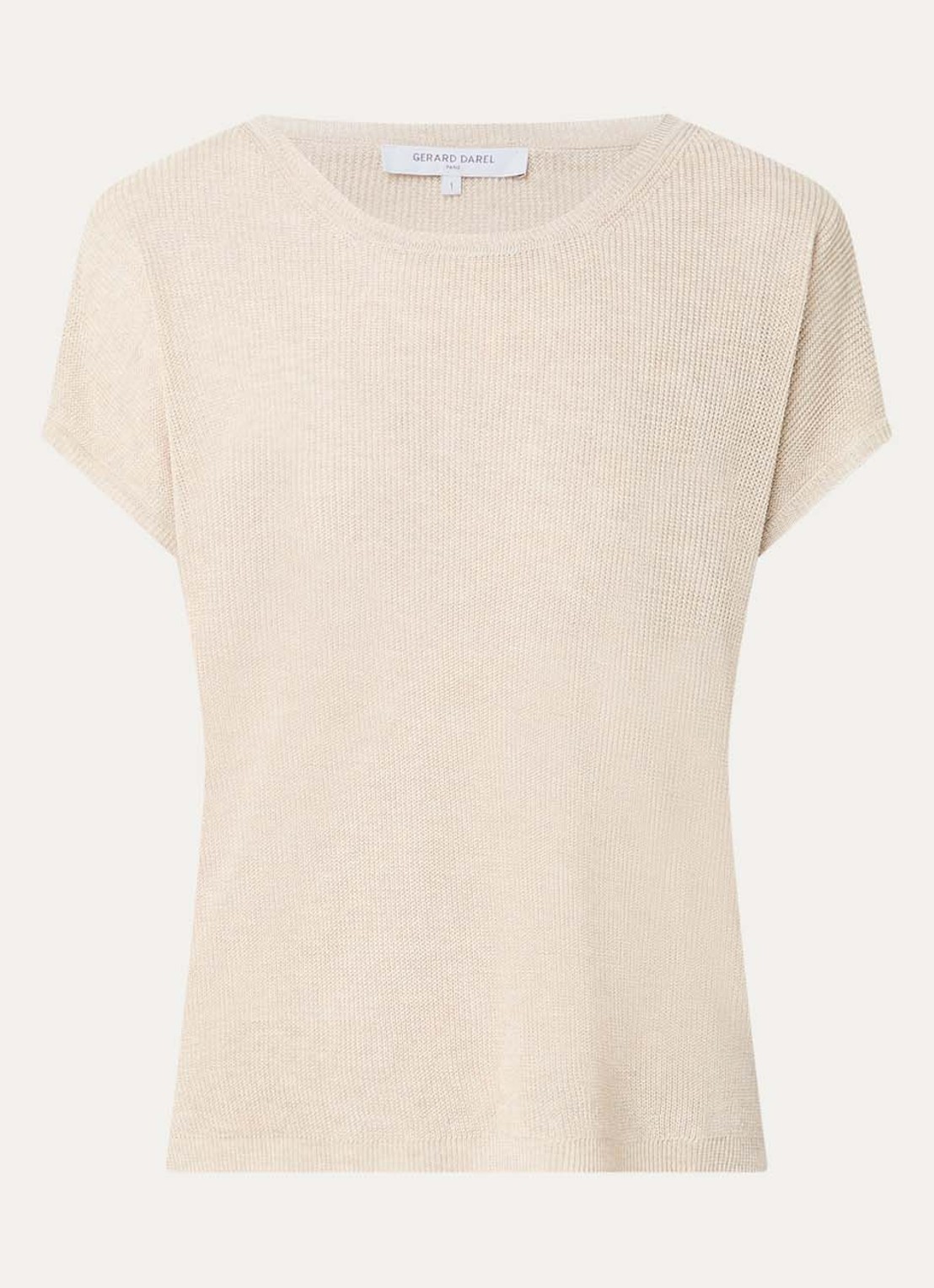 Gerard Darel Lixia grofgebreide top met ronde hals - voorkant beige
