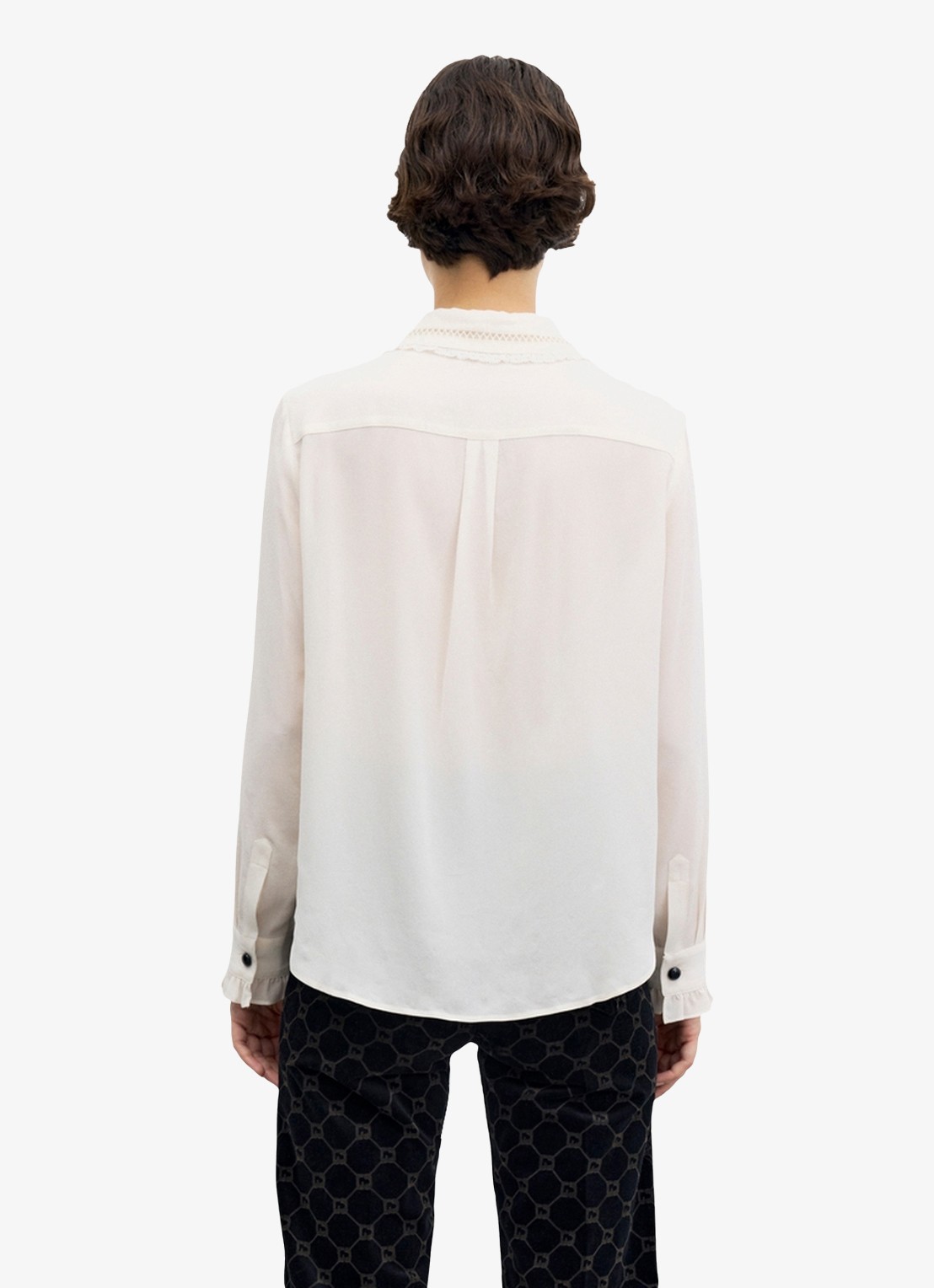 Gerard Darel Loren blouse van zijde met kant - achterkant gebroken wit