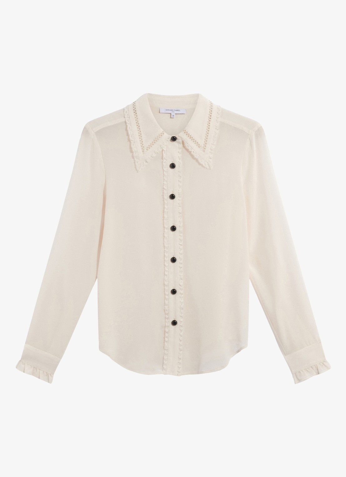 Gerard Darel Loren blouse van zijde met kant - voorkant 3 gebroken wit