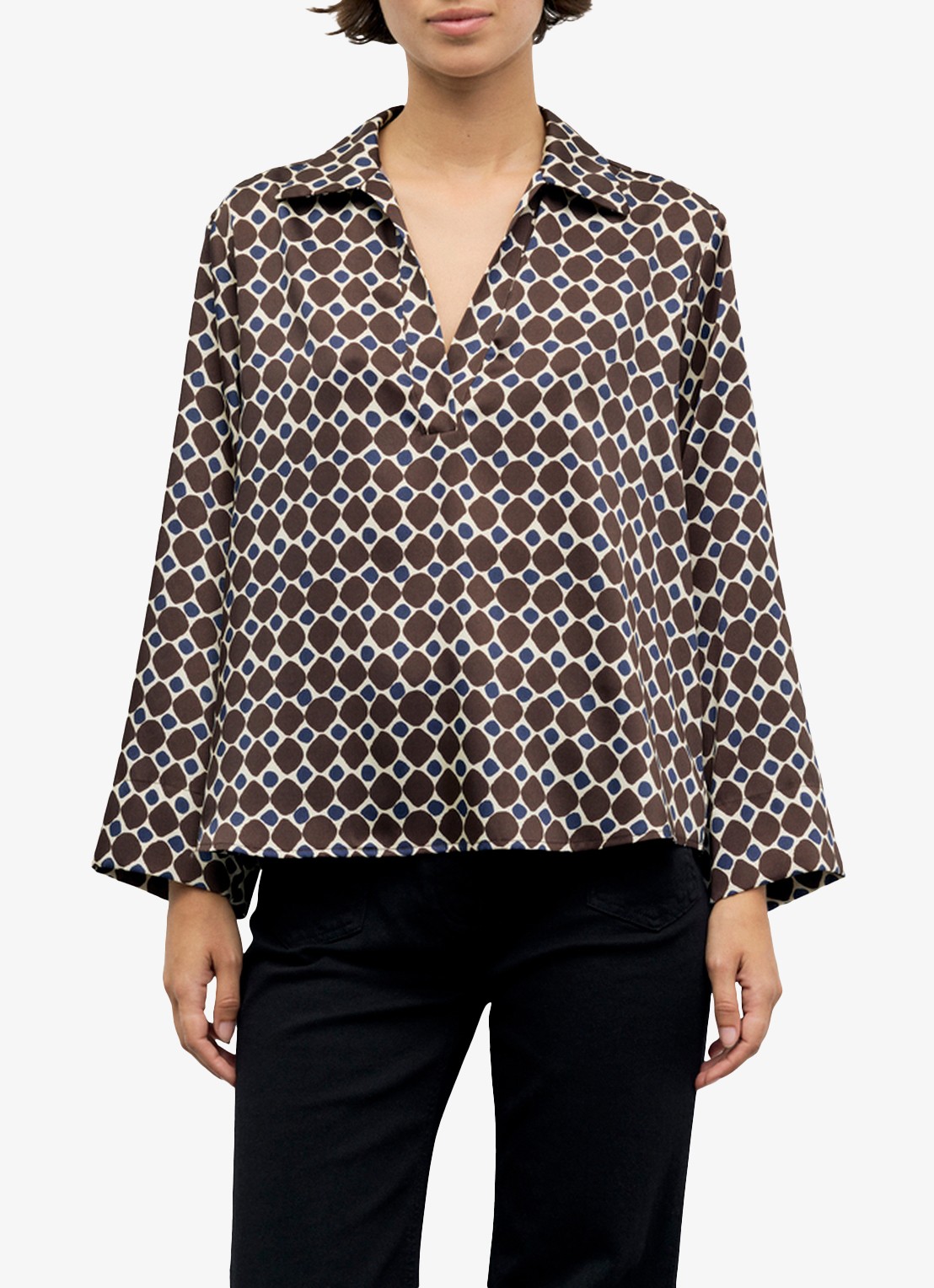 Gerard Darel Lorra blouse met grafische print - detail 2 bruin