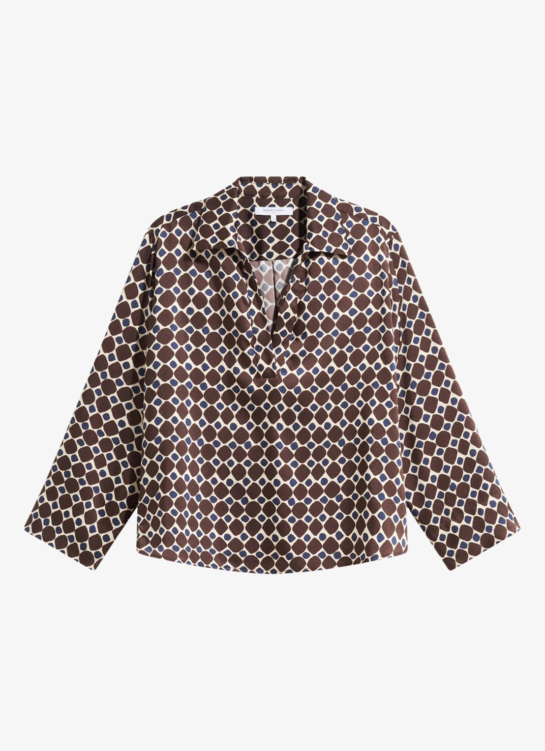 Gerard Darel Lorra blouse met grafische print - voorkant 3 bruin