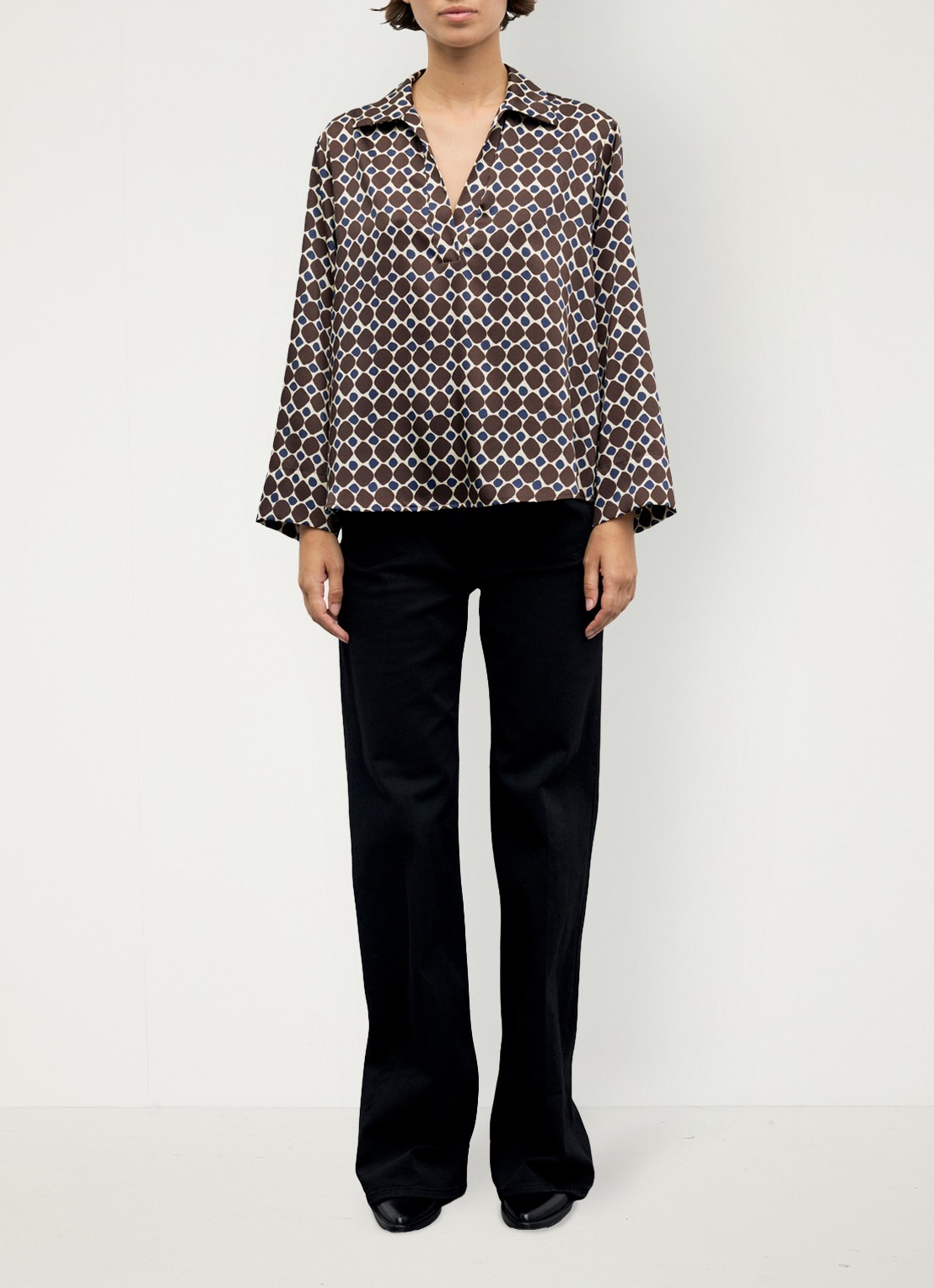 Gerard Darel Lorra blouse met grafische print - voorkant 4 bruin