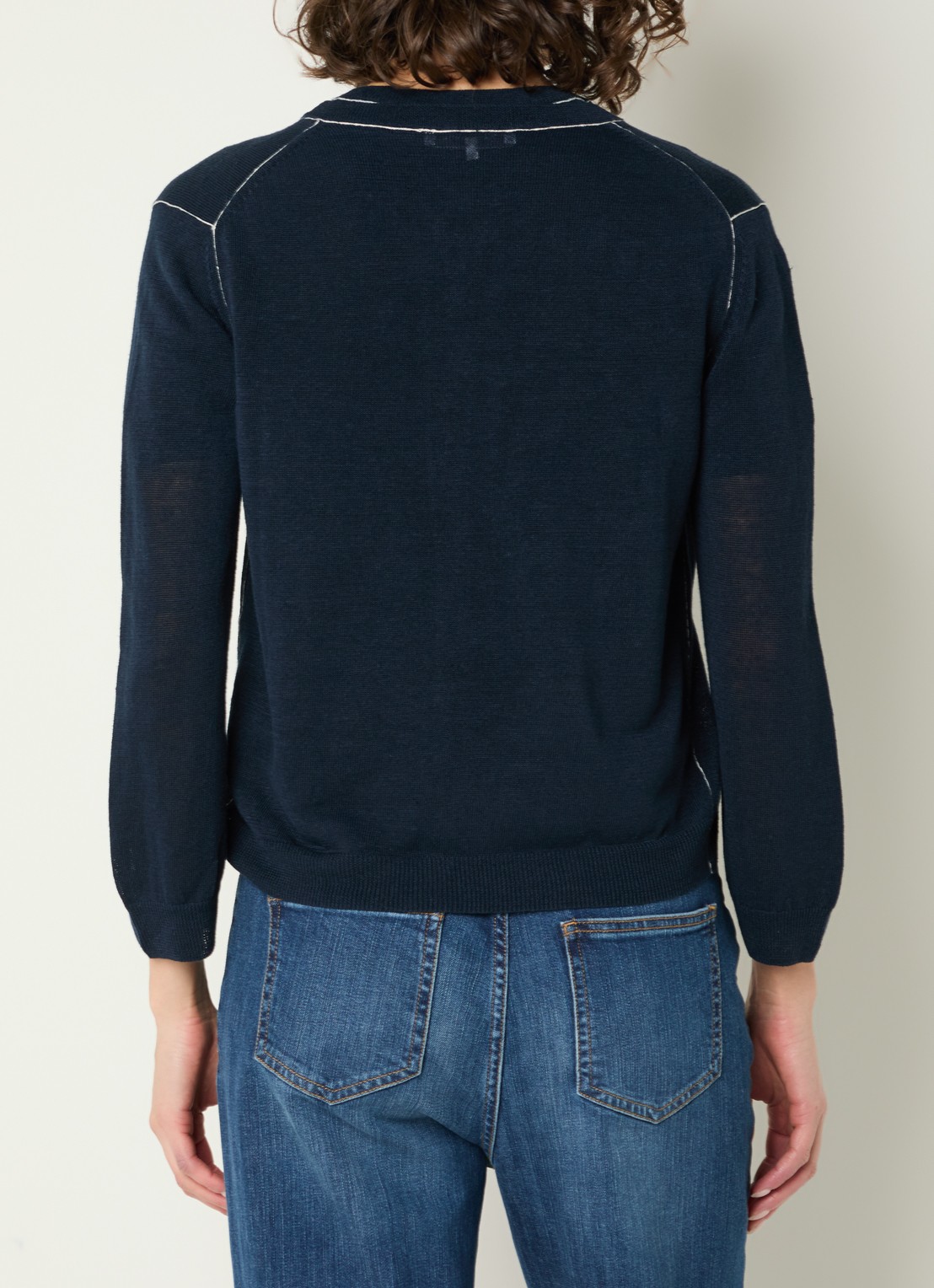 Gerard Darel Lorys fijngebreid vest in linnenblend - achterkant donkerblauw