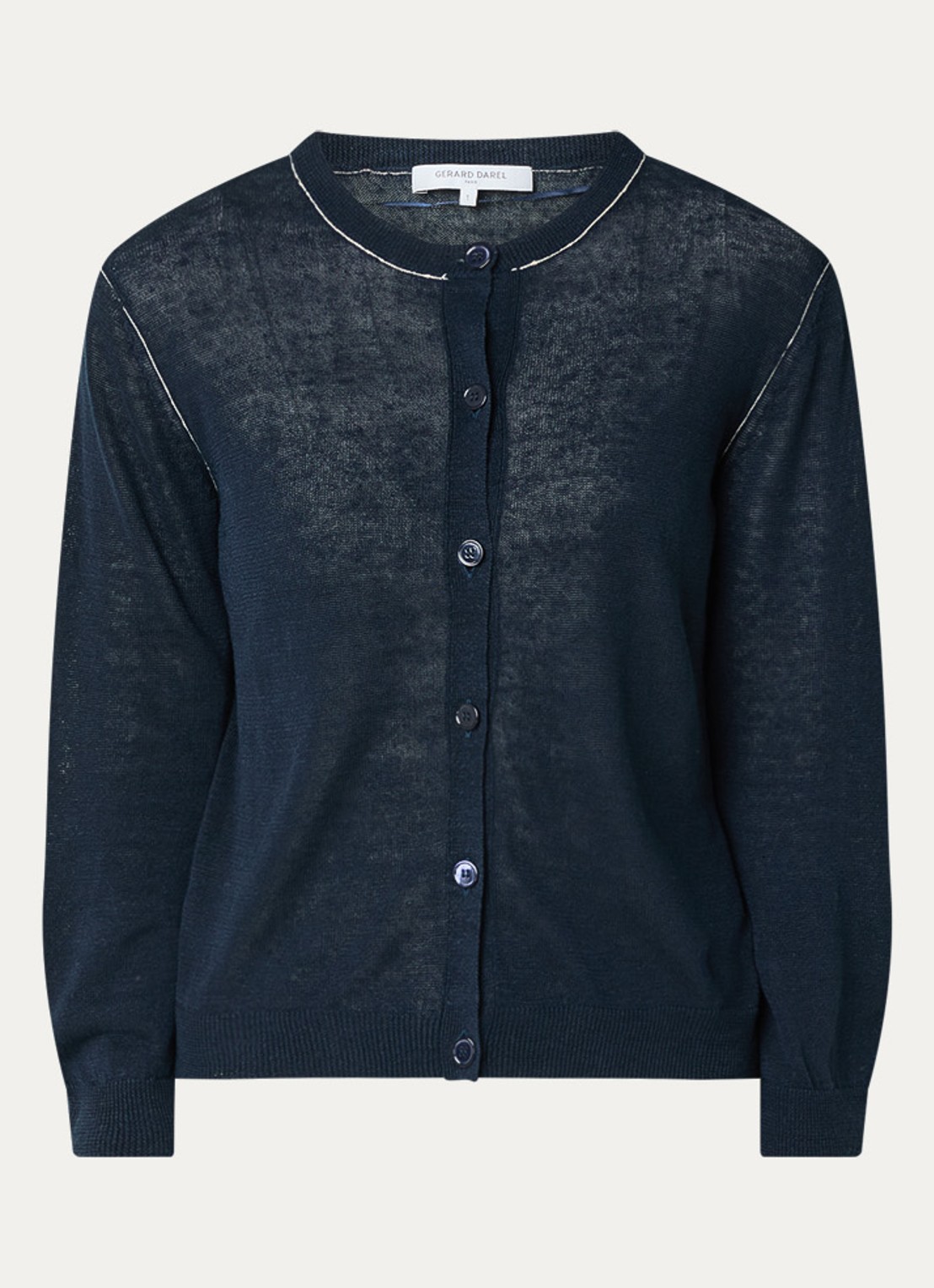 Gerard Darel Lorys fijngebreid vest in linnenblend - voorkant 3 donkerblauw
