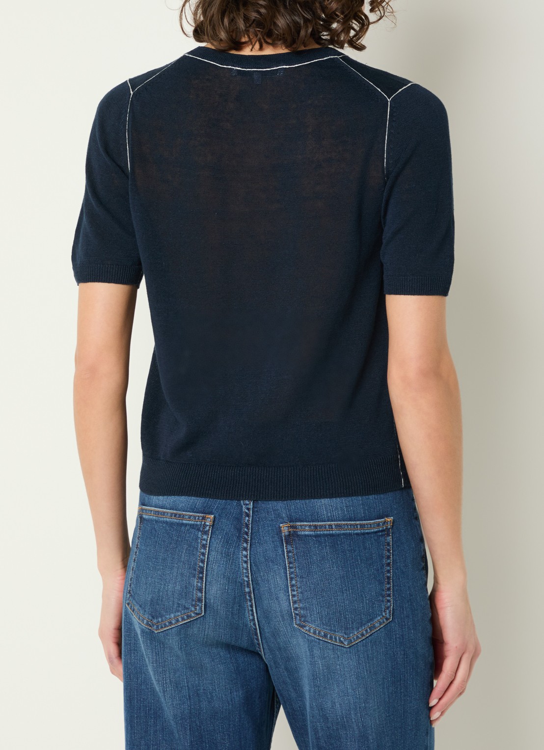 Gerard Darel Loumia fijngebreide top in linnenblend - achterkant 4 donkerblauw