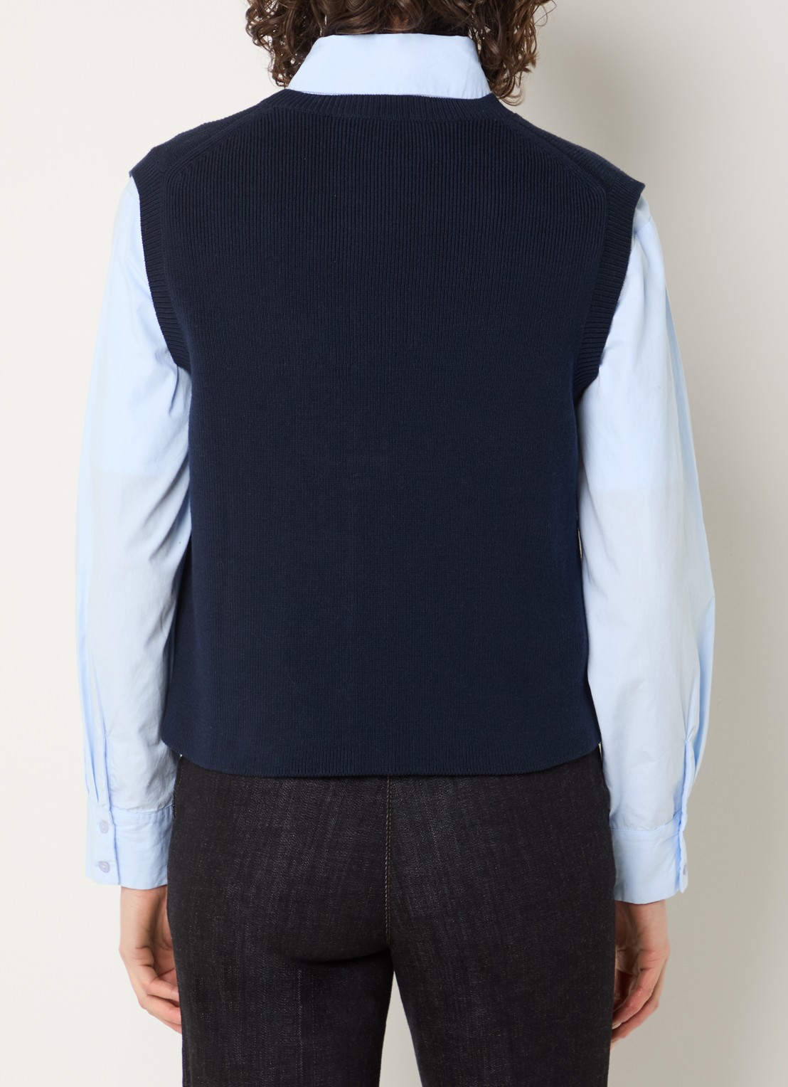 Gerard Darel Louve gebreid vest met opgestikte zakken - achterkant 3 donkerblauw