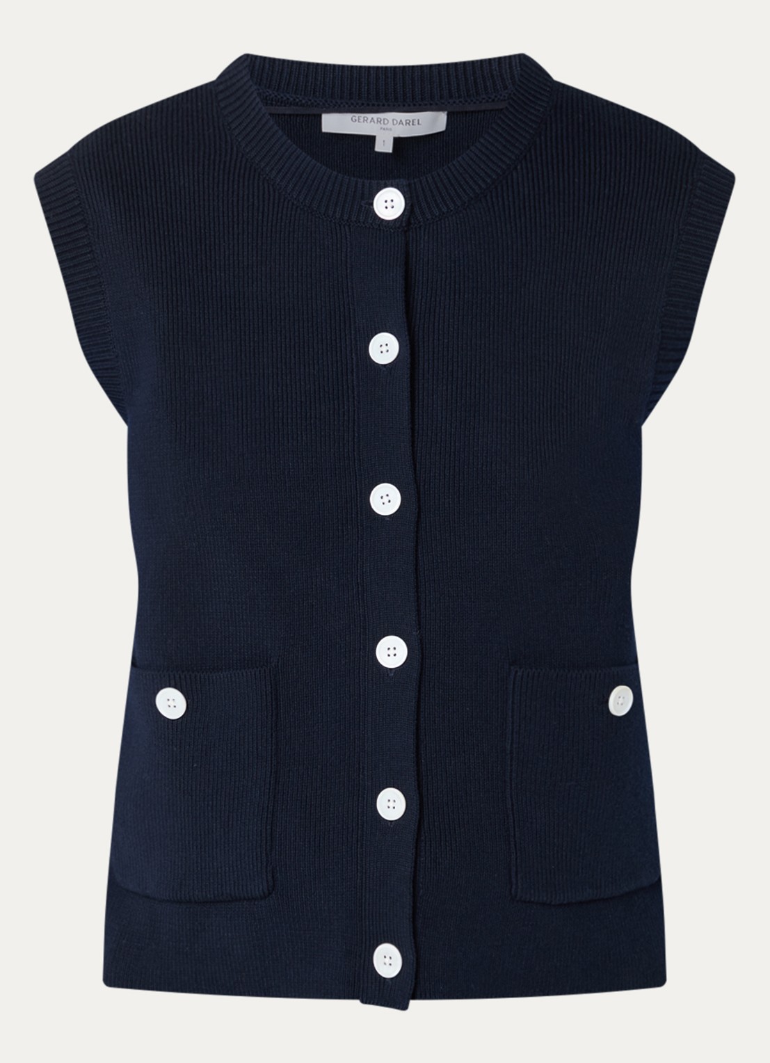 Gerard Darel Louve gebreid vest met opgestikte zakken - voorkant donkerblauw