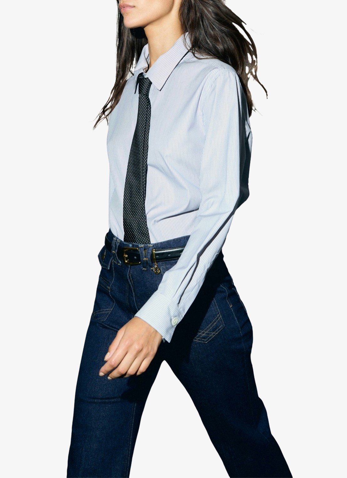 Gerard Darel Lyla blouse met streepprint - detail 3 lichtblauw