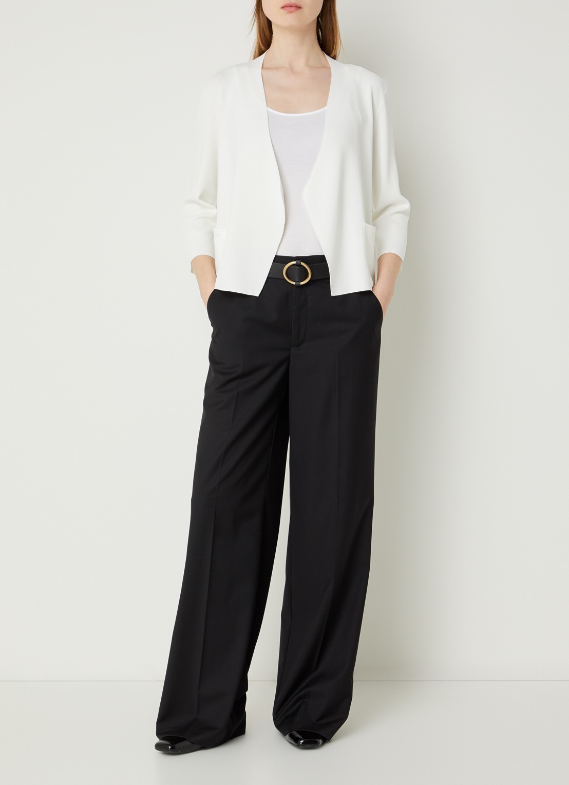 Gerard Darel Lynaya openvallend vest met steekzakken - voorkant 2 wit