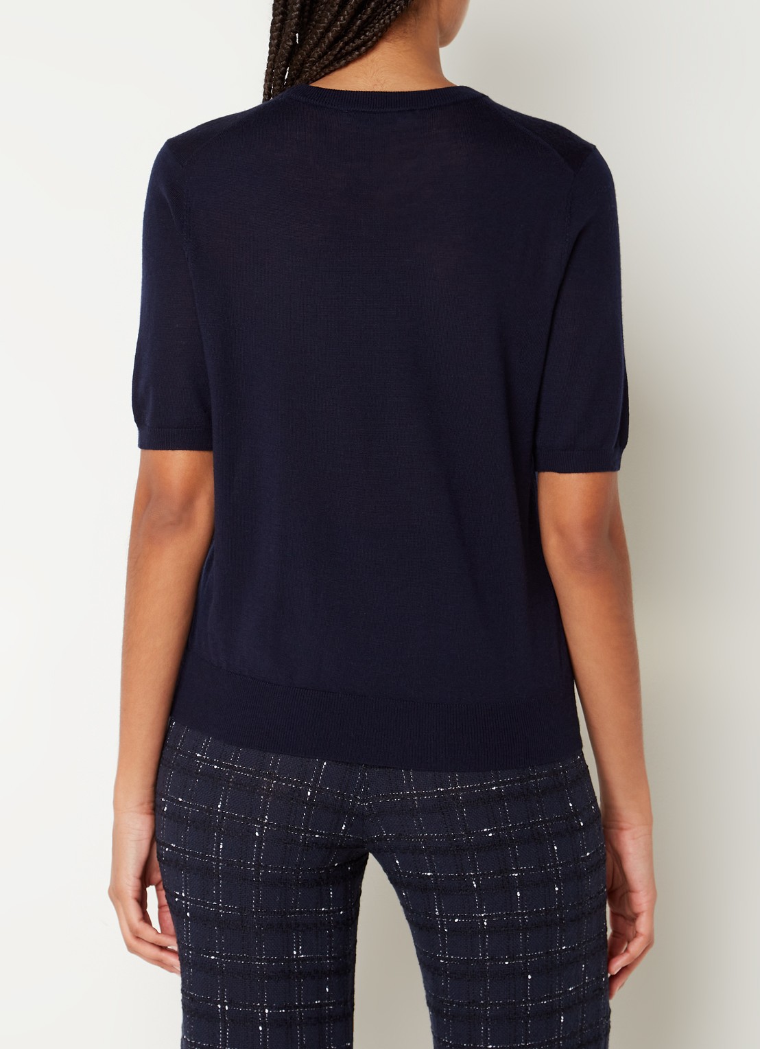 Gerard Darel Lysea fijngebreide top van merino wol met logoborduring - achterkant 4 donkerblauw