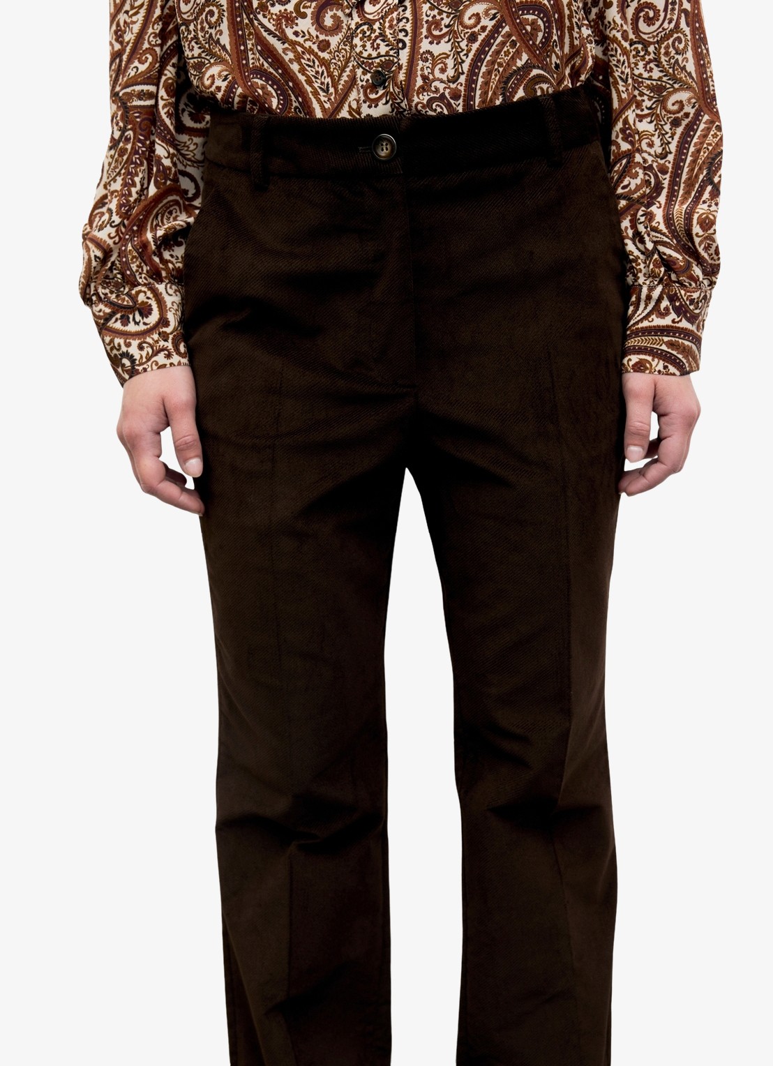 Gerard Darel Maby mid waist flared fit broek  - detail 2 donkerbruin