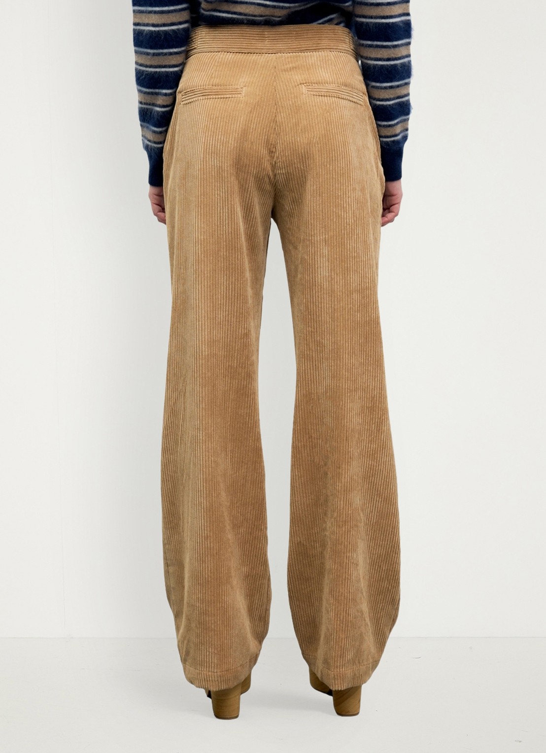 Gerard Darel Maev high waist loose fit broek  - achterkant 3 zand