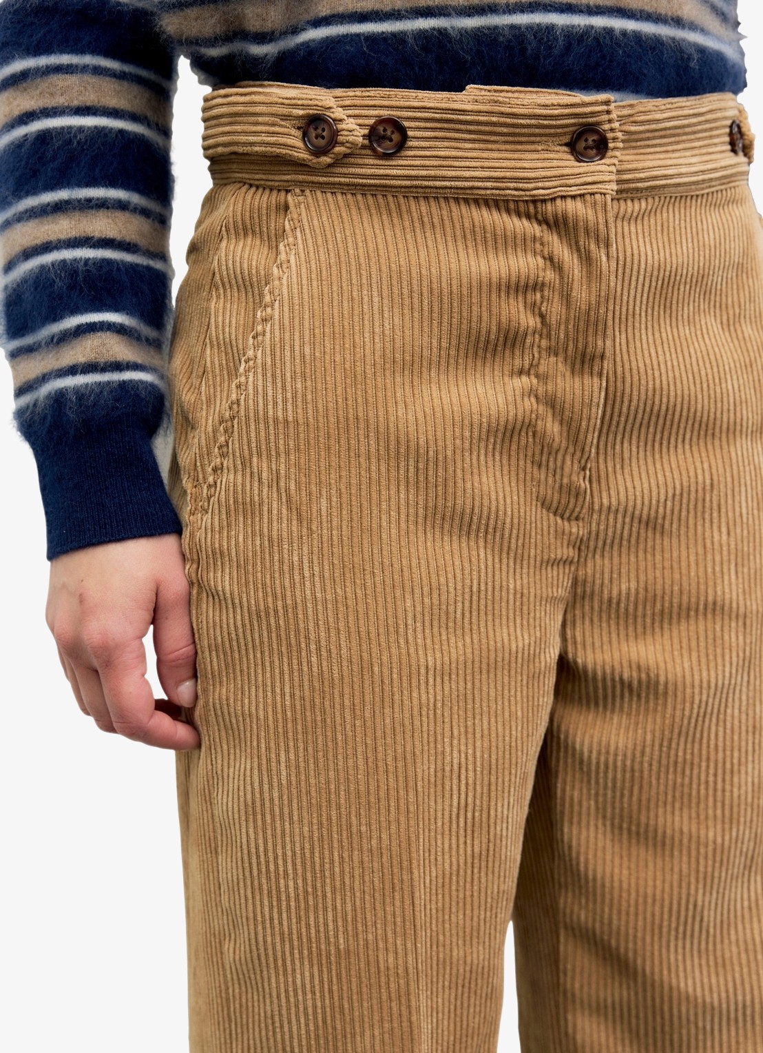 Gerard Darel Maev high waist loose fit broek  - detail 2 zand