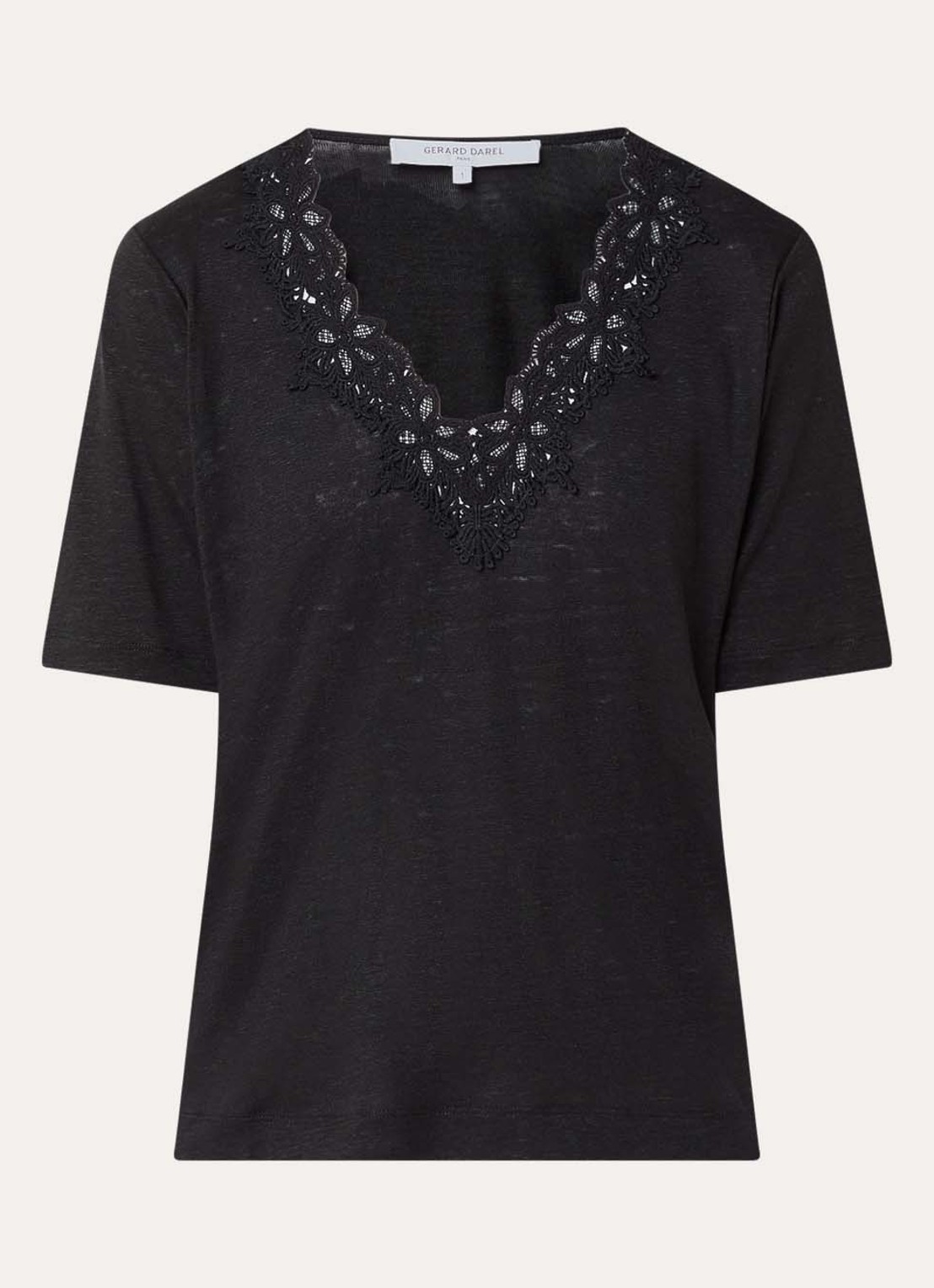 Gerard Darel Maevanelle top met broderie - voorkant zwart