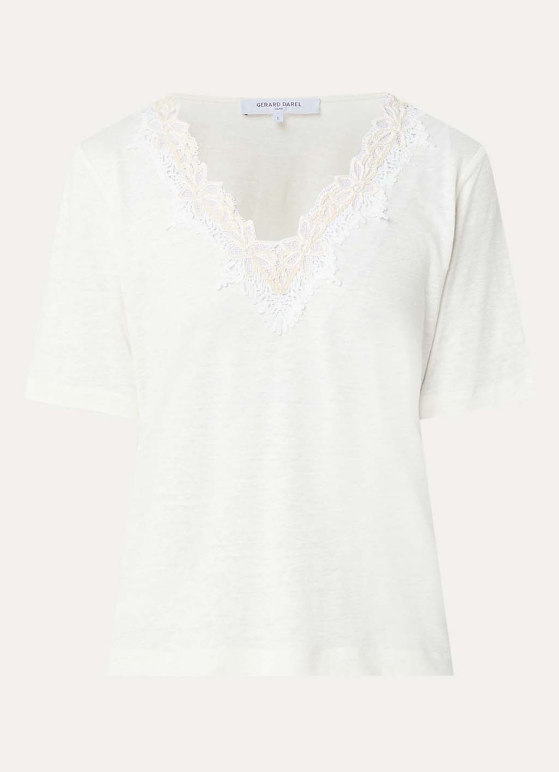Gerard Darel Maevanelle top met broderie - voorkant gebroken wit