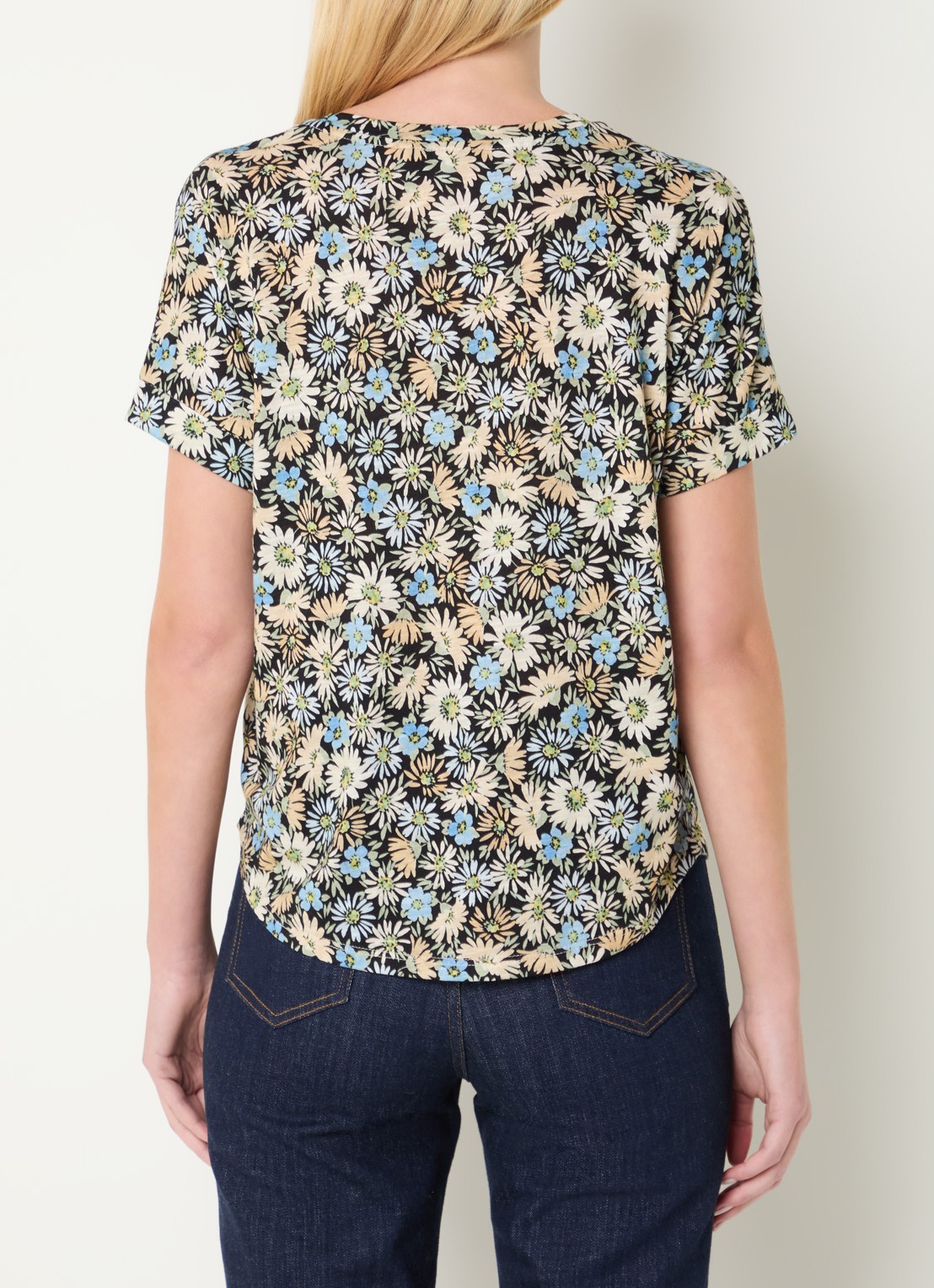 Gerard Darel Malinae T-shirt met bloemenprint - achterkant zwart