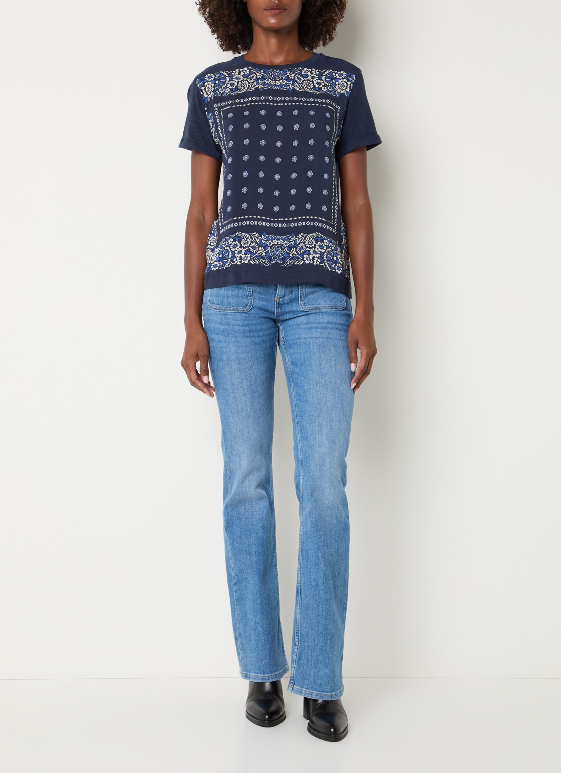 Gerard Darel Manolia T-shirt met paisley dessin - voorkant 4 donkerblauw