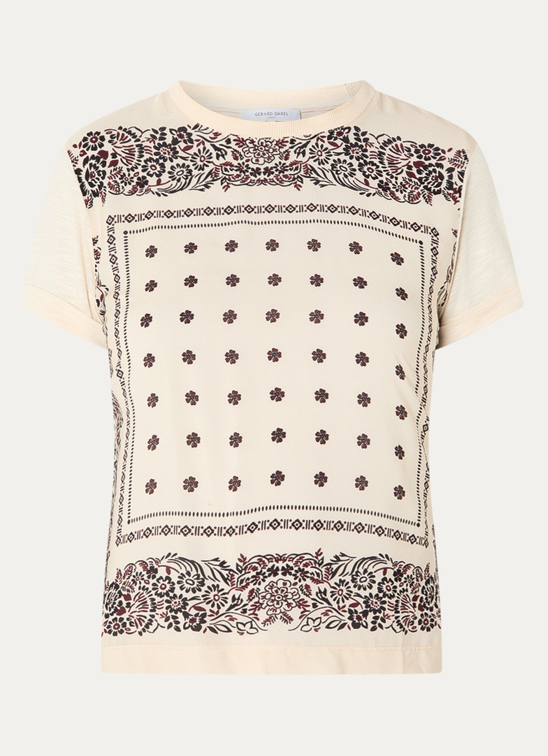 Gerard Darel Manolia T-shirt met paisley dessin - voorkant creme