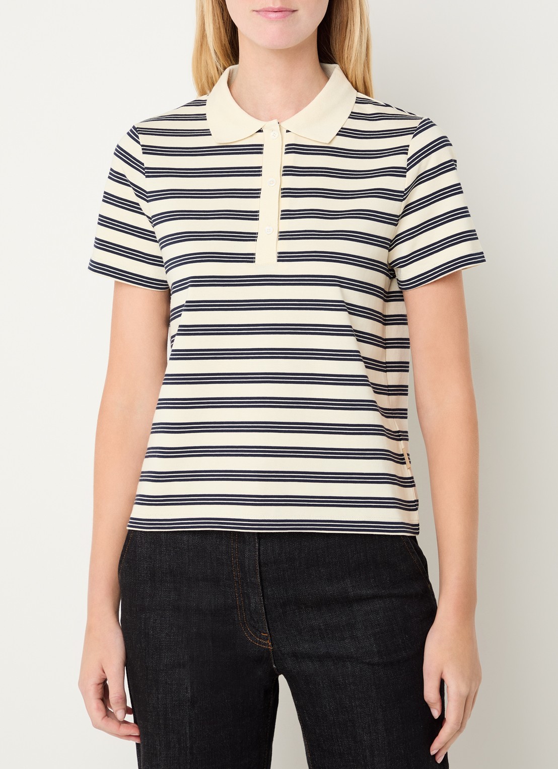 Gerard Darel Marcie polo met streepprint - detail 3 ivoor