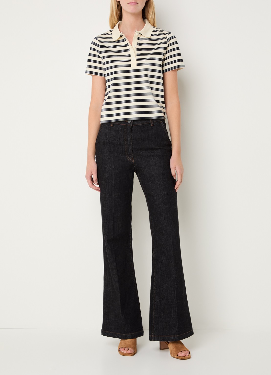Gerard Darel Marcie polo met streepprint - voorkant 2 ivoor