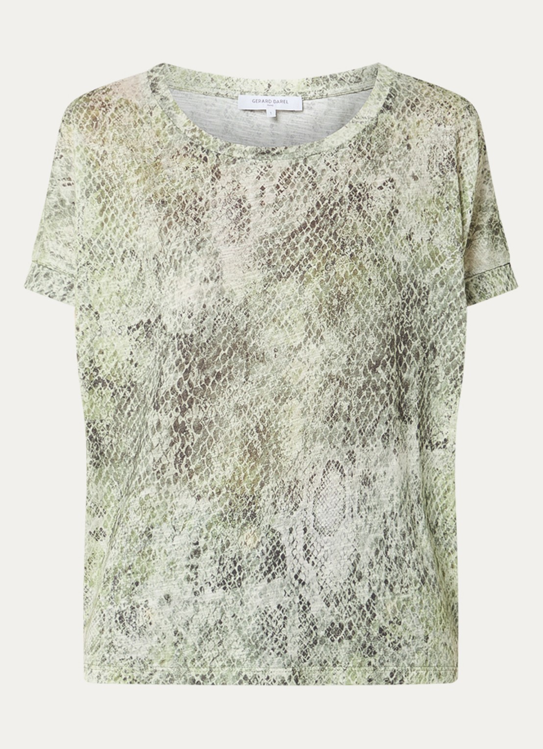 Gerard Darel Mariel T-shirt met slangenprint - voorkant 2 groen