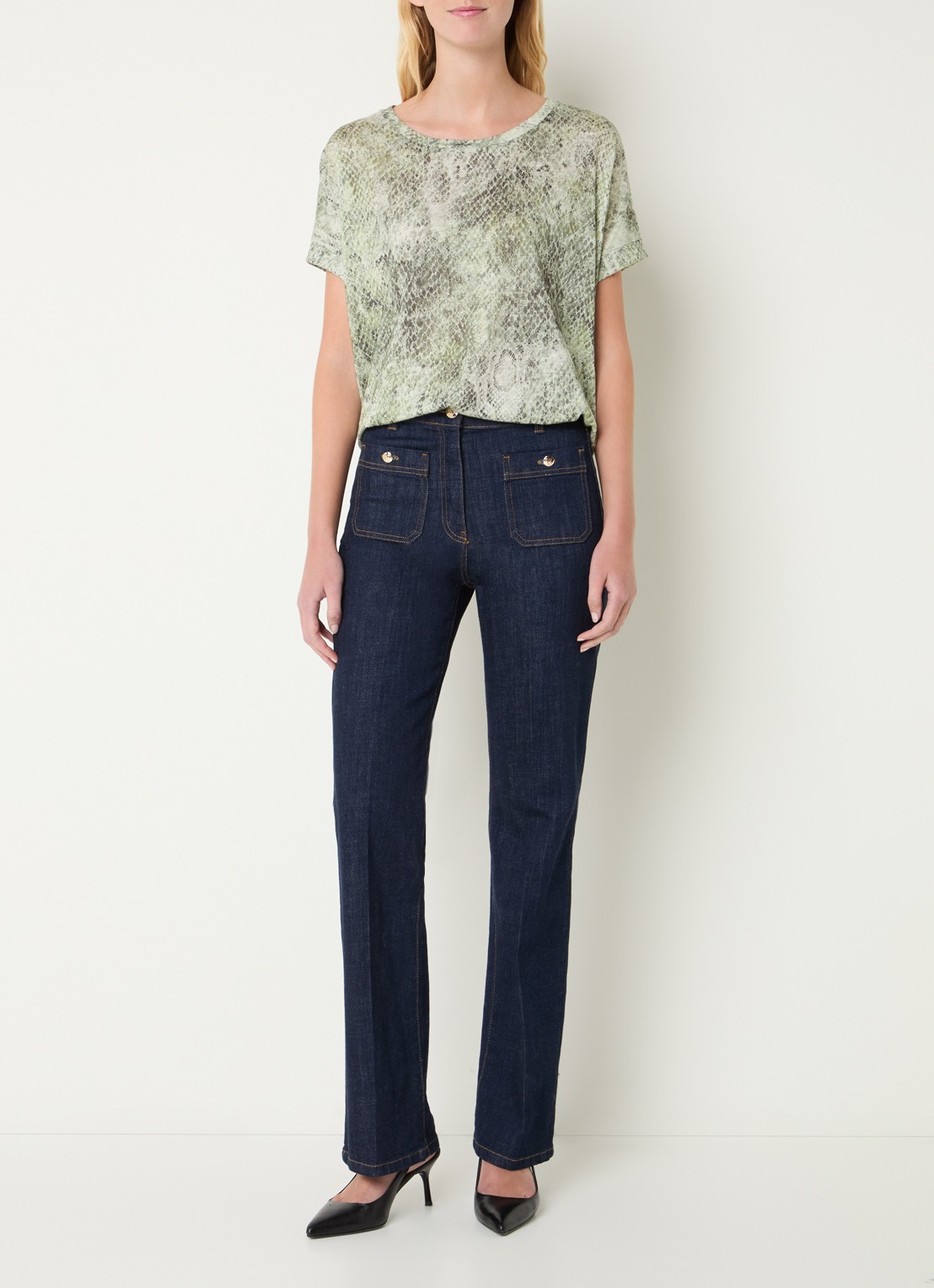 Gerard Darel Mariel T-shirt met slangenprint - voorkant 3 groen