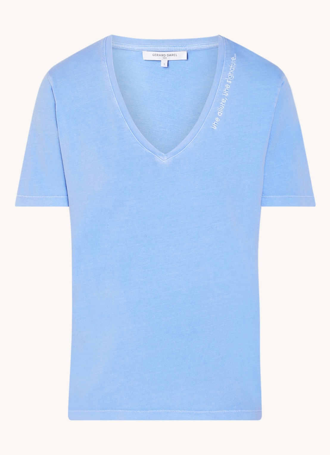 Gerard Darel Maurine T-shirt met V-hals en borduring - voorkant 3 blauw