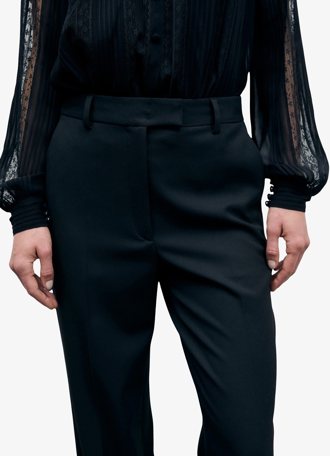 Gerard Darel Meg high waist straight leg pantalon - detail zwart