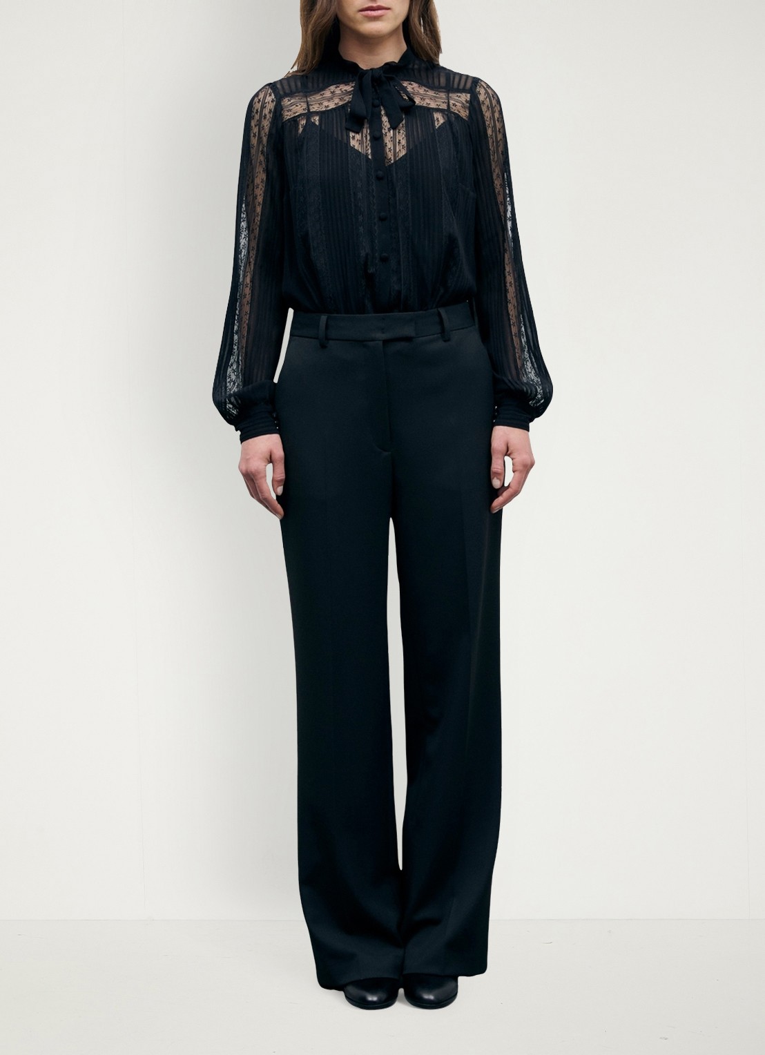 Gerard Darel Meg high waist straight leg pantalon - voorkant 5 zwart