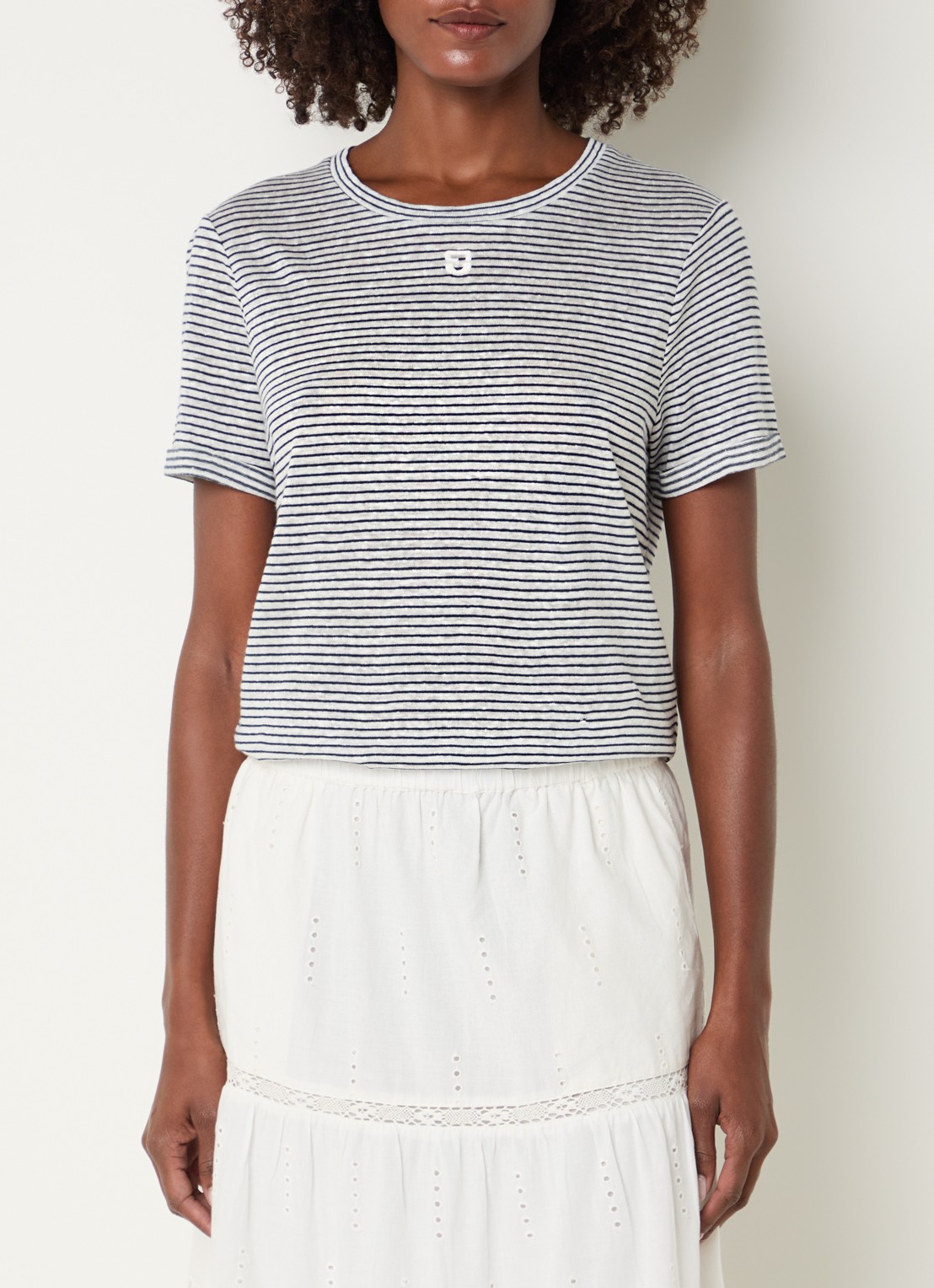 Gerard Darel Melva T-shirt met streepprint - detail donkerblauw