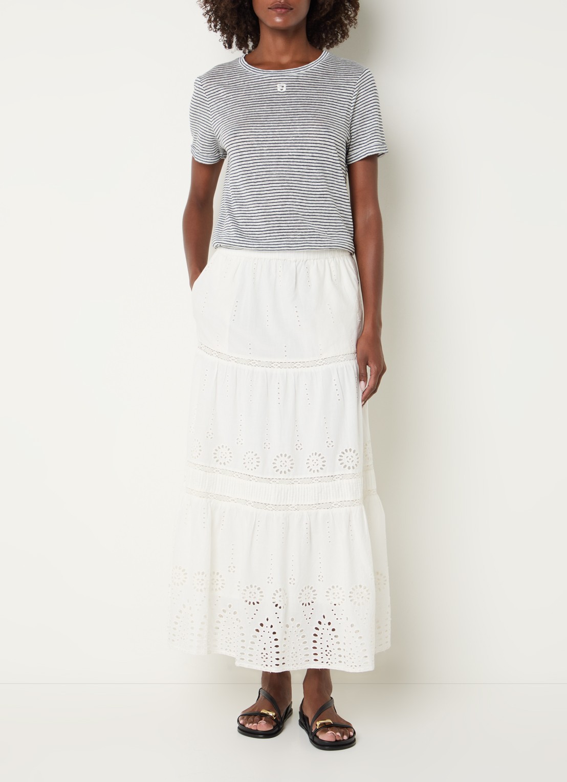 Gerard Darel Melva T-shirt met streepprint - voorkant 4 donkerblauw