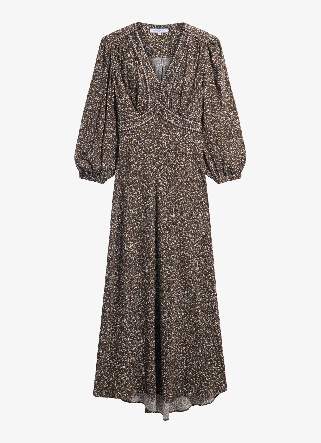 Gerard Darel Midi jurk met V-hals  - voorkant 4 mosgroen