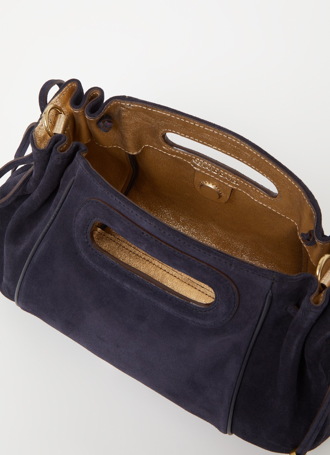 Gerard Darel Mini Dany handtas van suède - detail donkerblauw