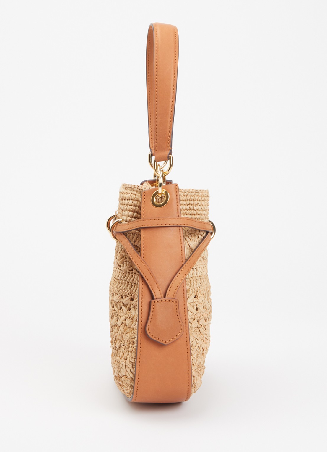 Gerard Darel Mini Romy handtas van raffia met leren details - detail 3 roestbruin