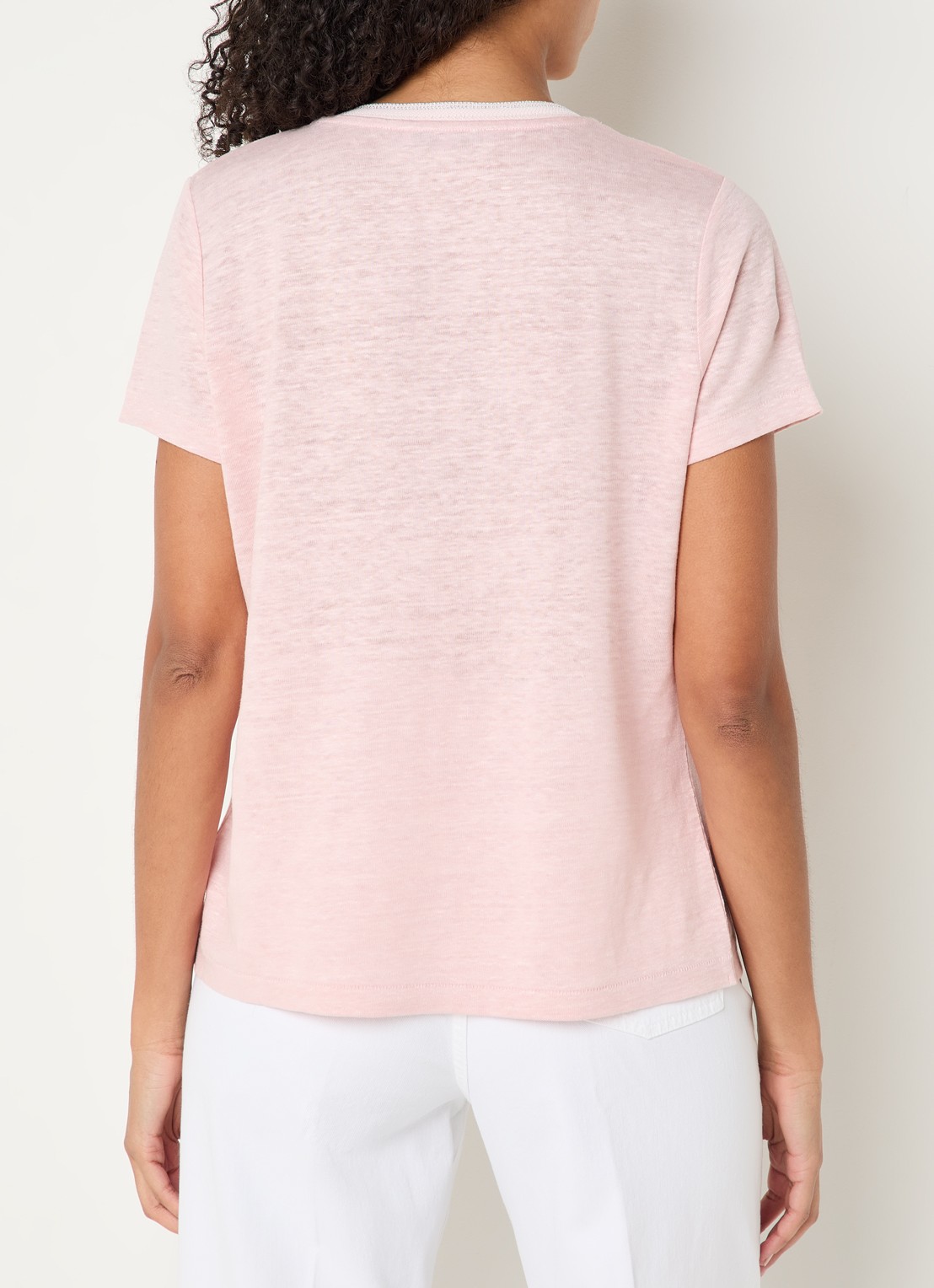 Gerard Darel Mirana T-shirt van linnen met lurex  - achterkant lichtroze
