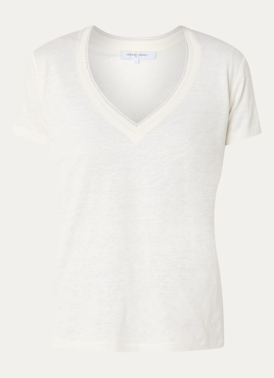 Gerard Darel Mirana T-shirt van linnen met lurex  - voorkant 2 gebroken wit
