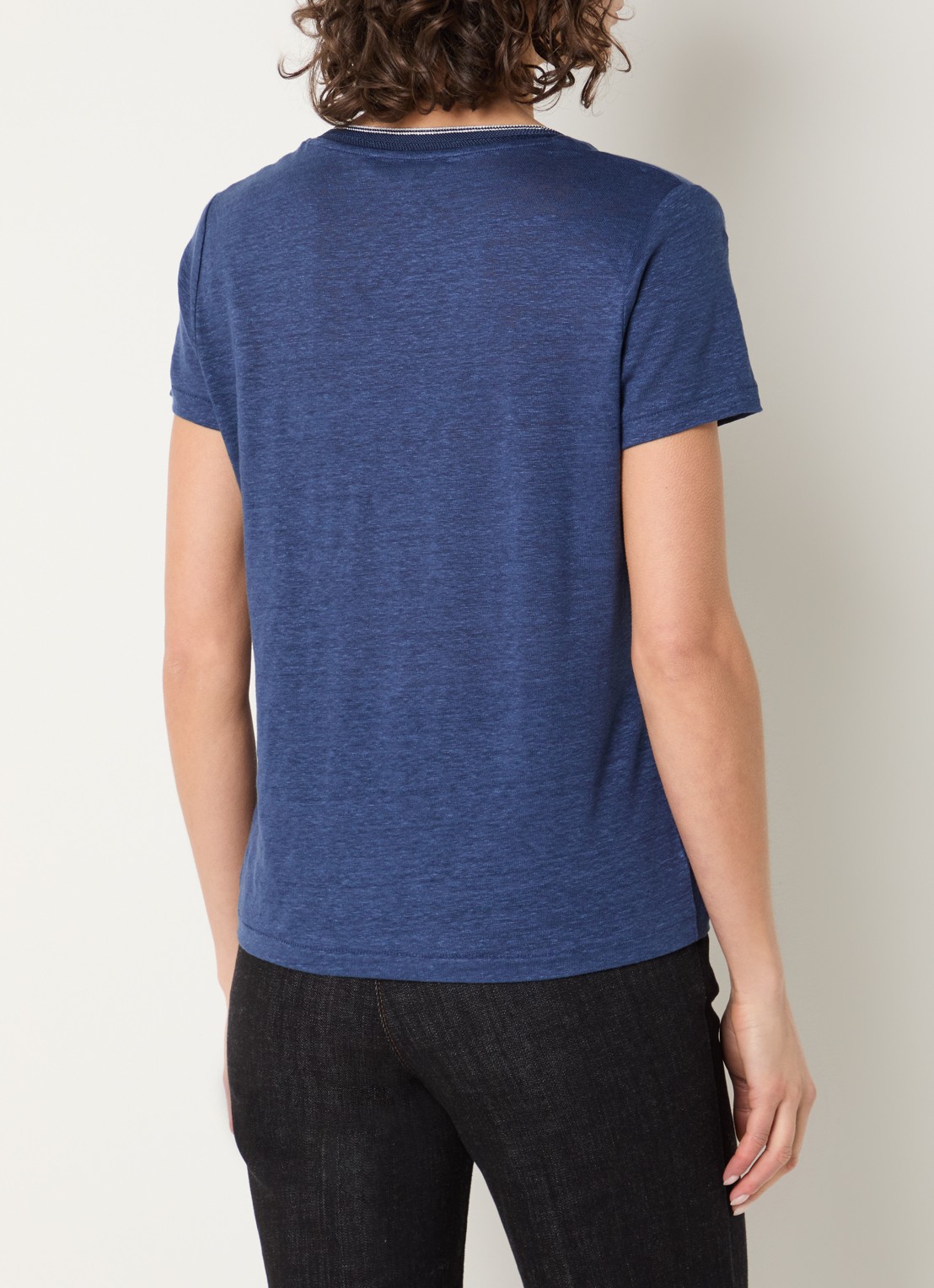 Gerard Darel Mirana T-shirt van linnen met lurex  - achterkant indigo