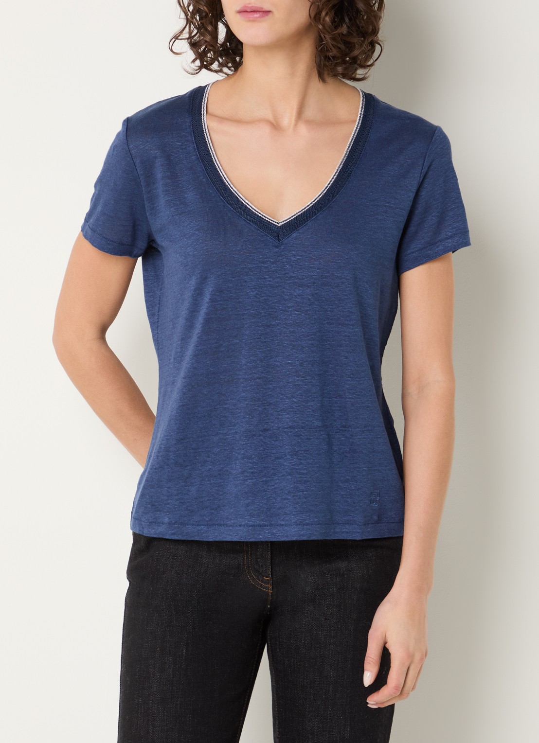 Gerard Darel Mirana T-shirt van linnen met lurex  - detail 4 indigo
