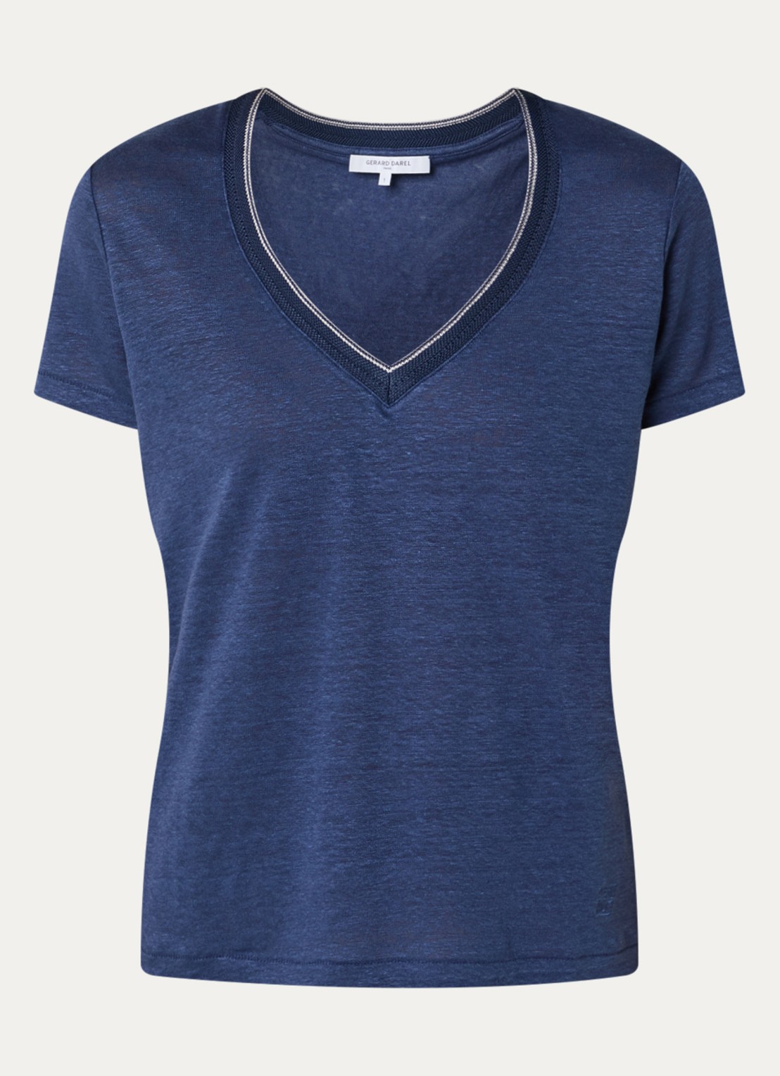 Gerard Darel Mirana T-shirt van linnen met lurex  - voorkant 2 indigo