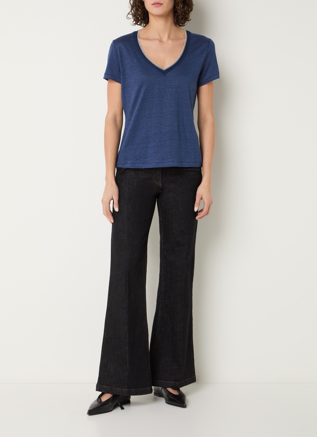 Gerard Darel Mirana T-shirt van linnen met lurex  - voorkant 3 indigo