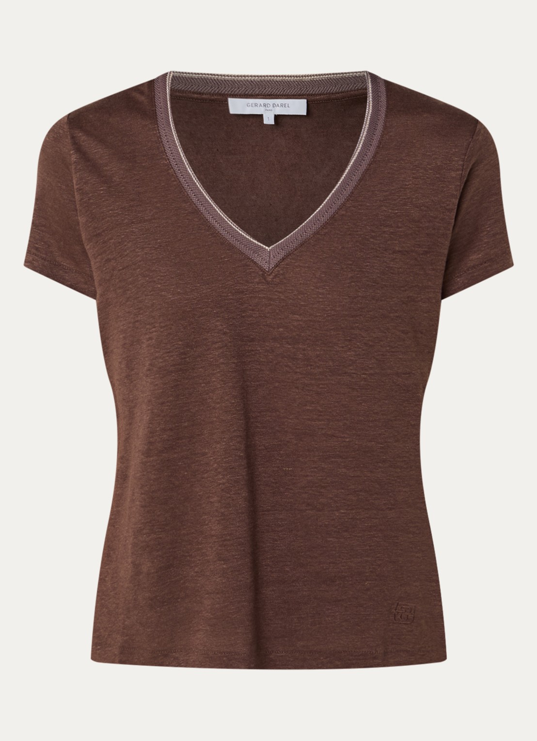 Gerard Darel Mirana T-shirt van linnen met lurex  - voorkant hazelnootbruin