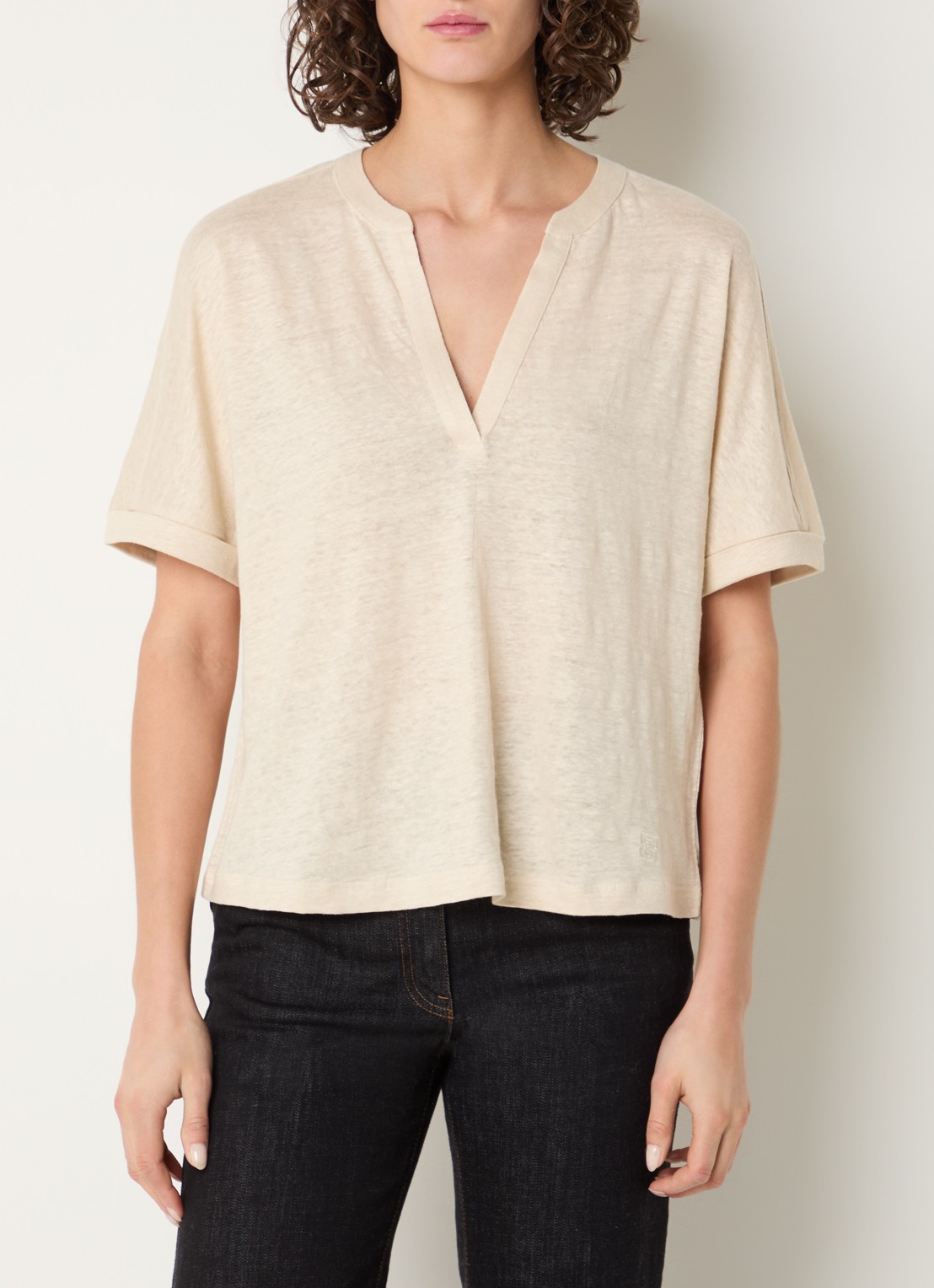 Gerard Darel Mirora T-shirt van linnen - detail 3 creme