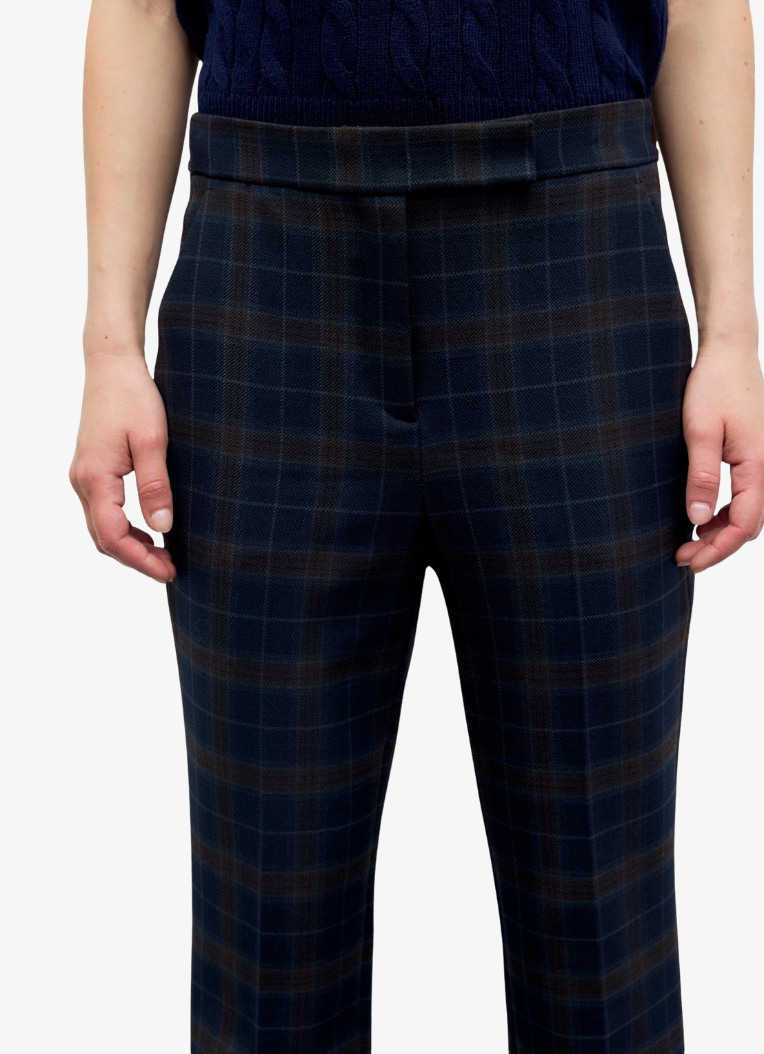 Gerard Darel Misa pantalon in wolblend met ruit dessin - detail 4 donkerblauw