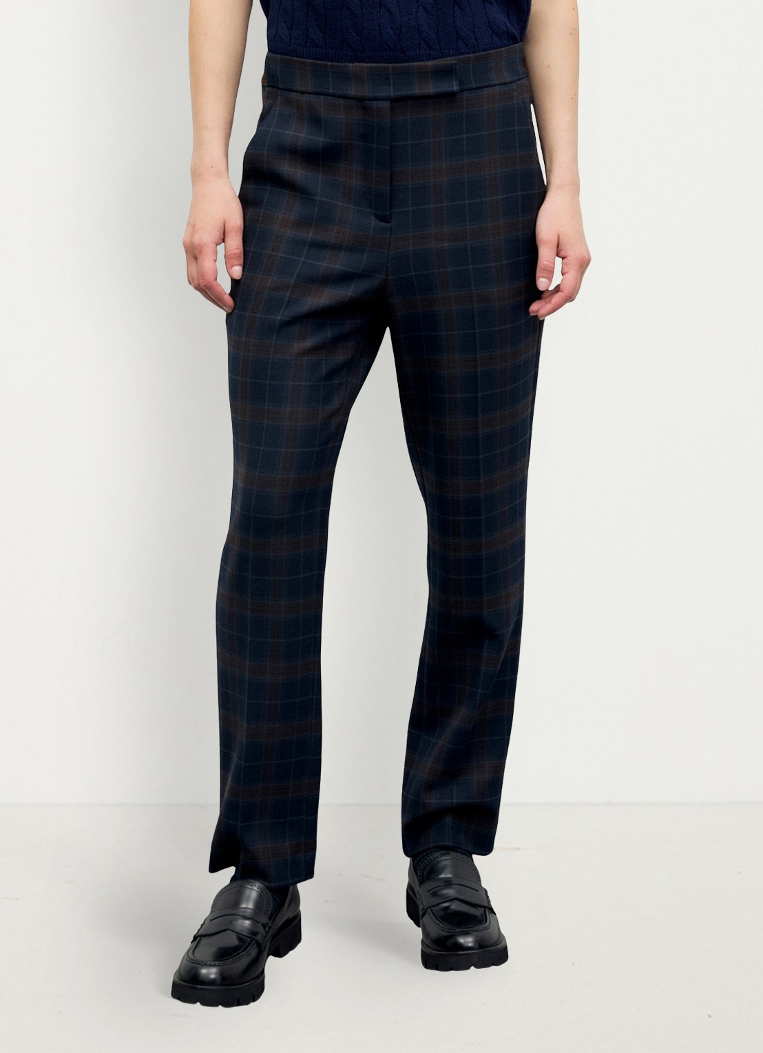 Gerard Darel Misa pantalon in wolblend met ruit dessin - detail 5 donkerblauw