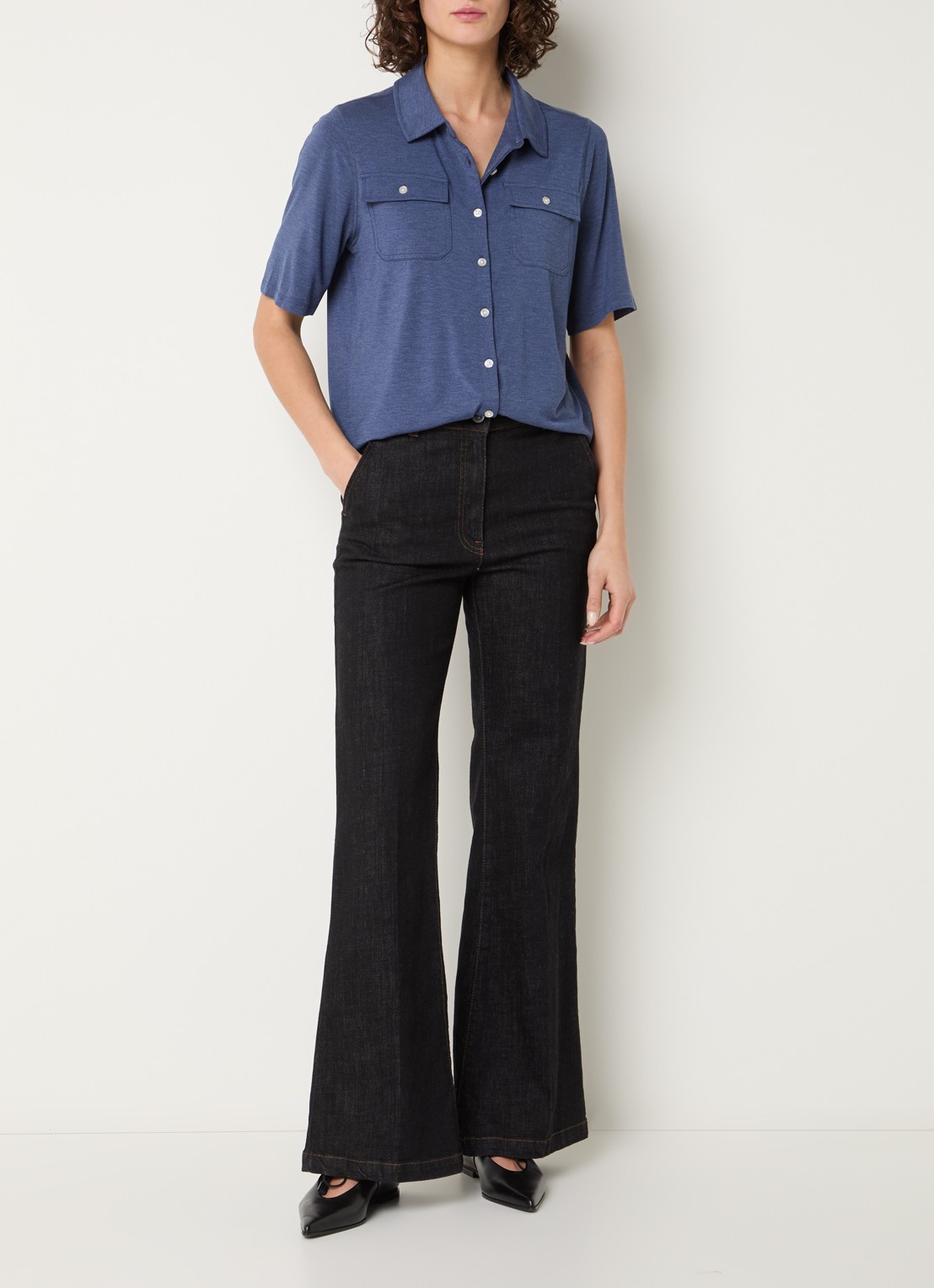 Gerard Darel Myla blouse met borstzakken - voorkant 3 indigo