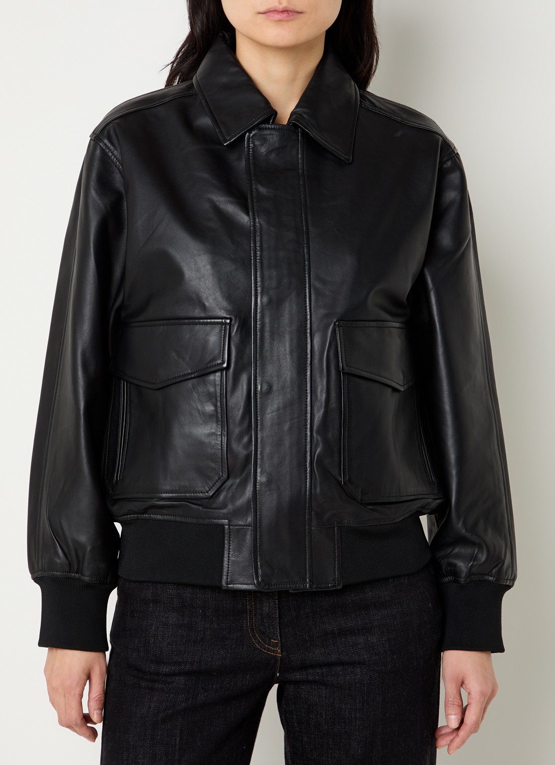 Gerard Darel Nima jack van lamsleer met klepzakken - detail 4 zwart