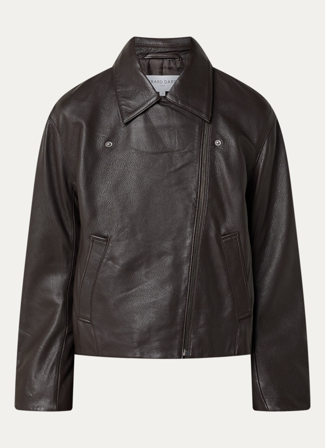 Gerard Darel Nina bikerjack van schapenleer met steekzakken - voorkant 2 donkerbruin